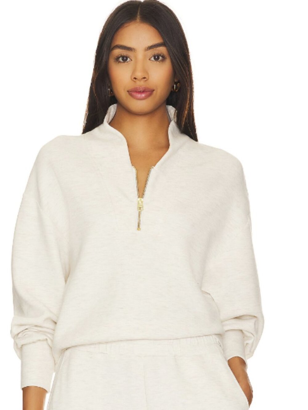 Varley Davidson Sweatshirt SUPER SOFT Ivory Mar Half-Zip Pullover Sweatshirt
